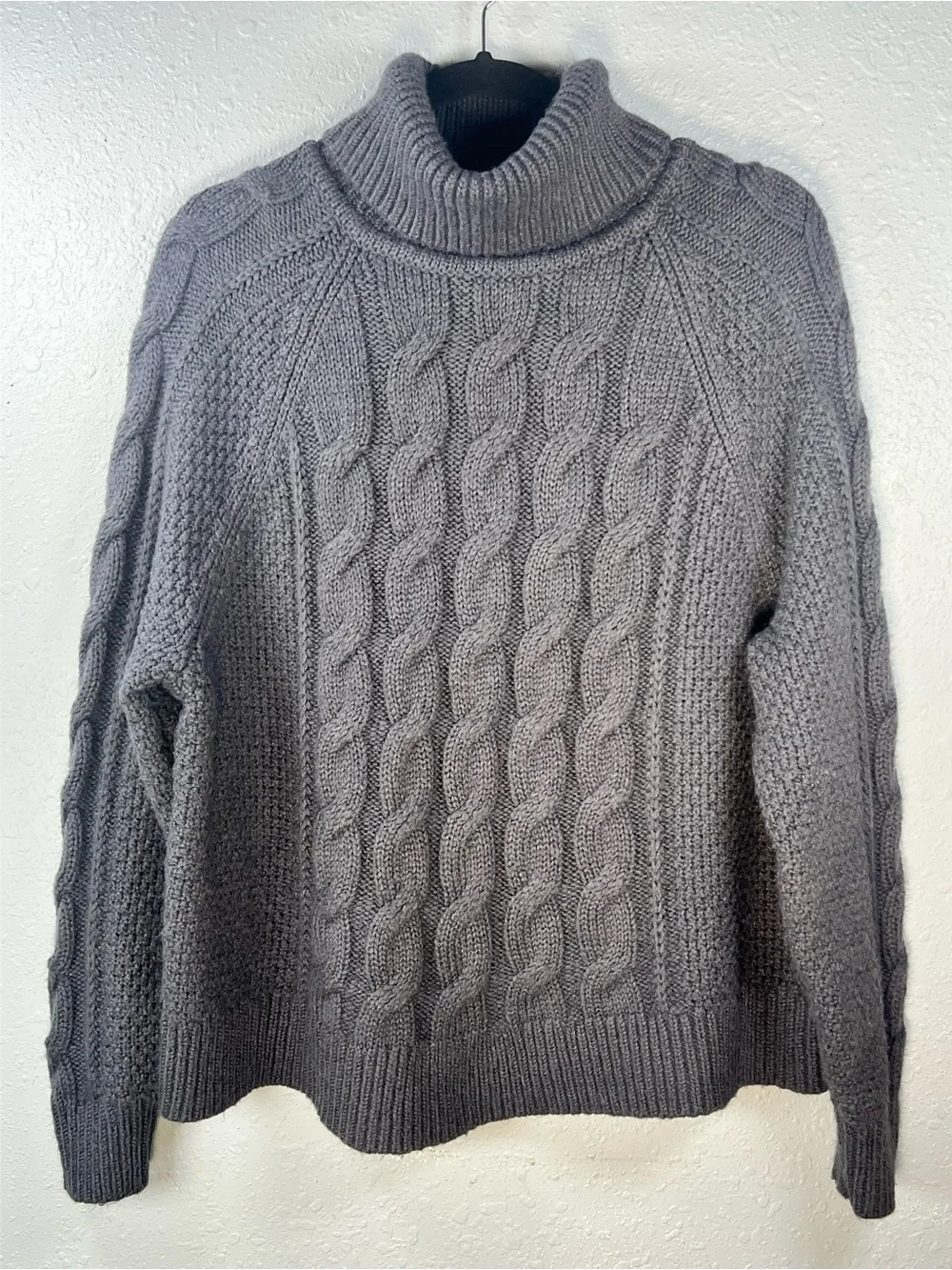 Gap Cable Knit Turtleneck Sweater Gray Wool Alpaca Fisherman Cozy Preppy S